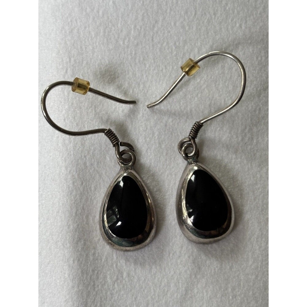 Silpada 925 Sterling Silver Black Onyx Dangle Earrings, Signed With Marking
